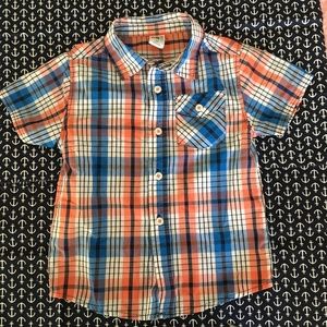 ⭐️ Blue and Coral Orange Plaid Button Down Shirt